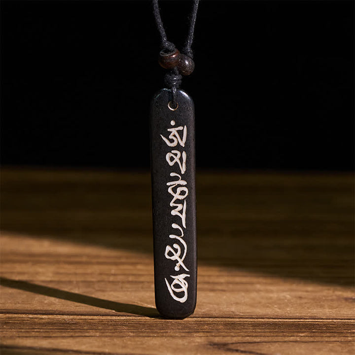 Buddha Stones Handgeschnitzte Knochenperlen-Friedenskette Om Mani Padme Hum - Om Mani Padme Hum (Liebe ♥ Fokus) - image 0