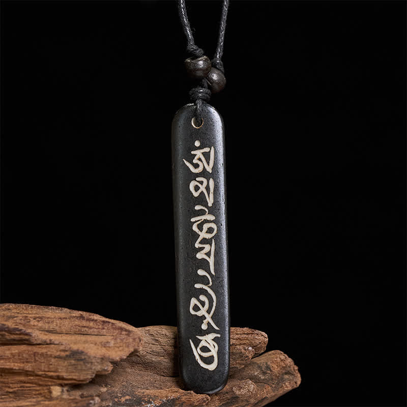 Buddha Stones Handgeschnitzte Knochenperlen-Friedenskette Om Mani Padme Hum - image 4