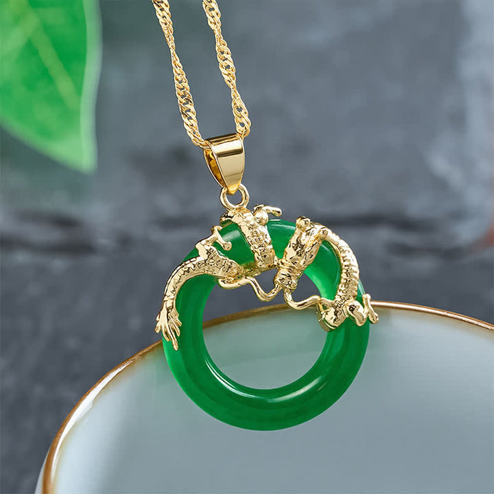 Buddha Stones Jade-Drachen-Anhänger, rund, zum Schutz geeignet - image 1