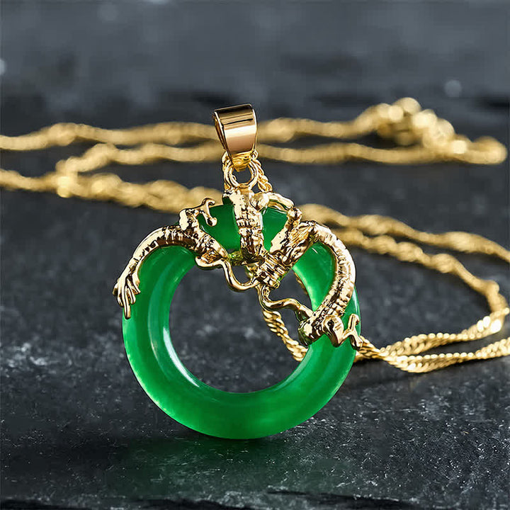 Buddha Stones Jade-Drachen-Anhänger, rund, zum Schutz geeignet - image 3