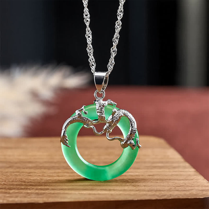 Buddha Stones Jade-Drachen-Anhänger, rund, zum Schutz geeignet - image 9