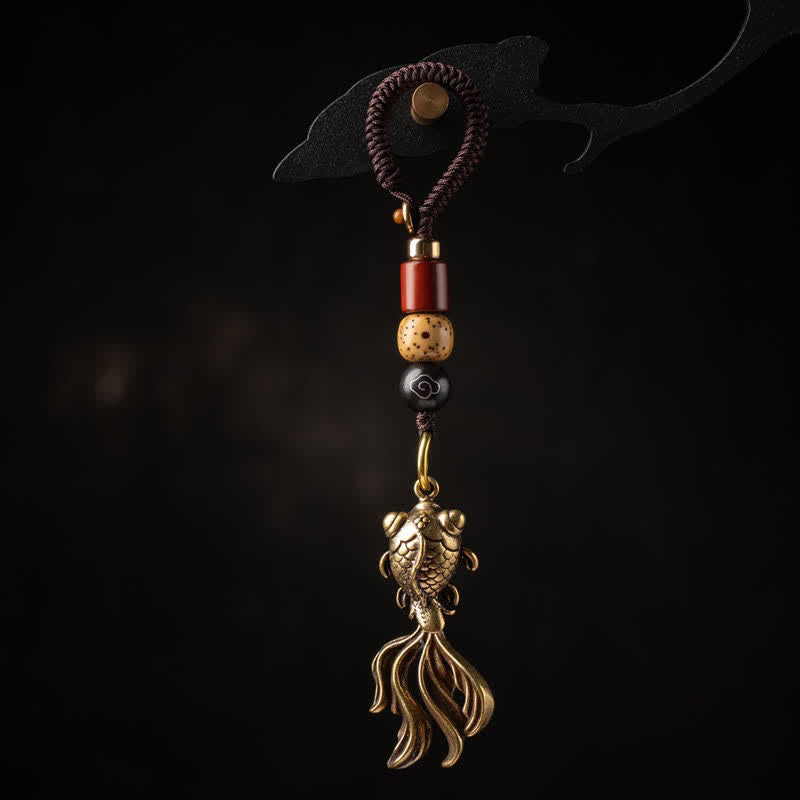 Buddha Stones Koi-Fisch-Anhänger aus Messing für Schlüsselanhänger mit Reichtumssymbol - Koi-Fisch-Schlüsselanhänger (Anhängergröße: 33 x 22 x 0,8 mm) - image 0