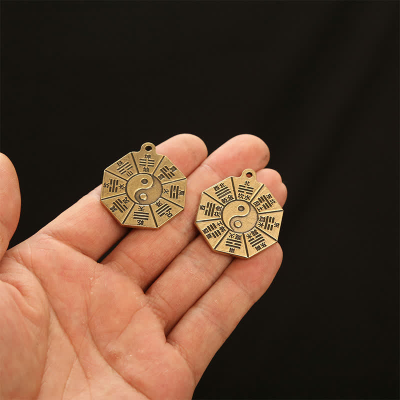 Buddha Stones Vintage Schlüsselanhänger mit Anhänger aus Messing, Bagua Pi Xiu, Fünf-Kaiser-Münzen, Schutzsymbol Yin Yang - image 13