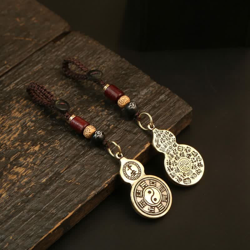 Buddha Stones Anhänger mit Bagua-Kürbis-Motiv aus Messing, Pi Xiu, Fünf-Kaiser-Münzen, Schutzamulett-Schlüsselanhänger - image 0