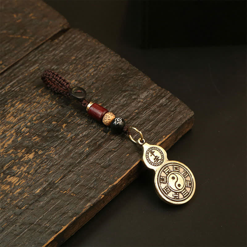 Buddha Stones Anhänger mit Bagua-Kürbis-Motiv aus Messing, Pi Xiu, Fünf-Kaiser-Münzen, Schutzamulett-Schlüsselanhänger - Kürbis - image 1