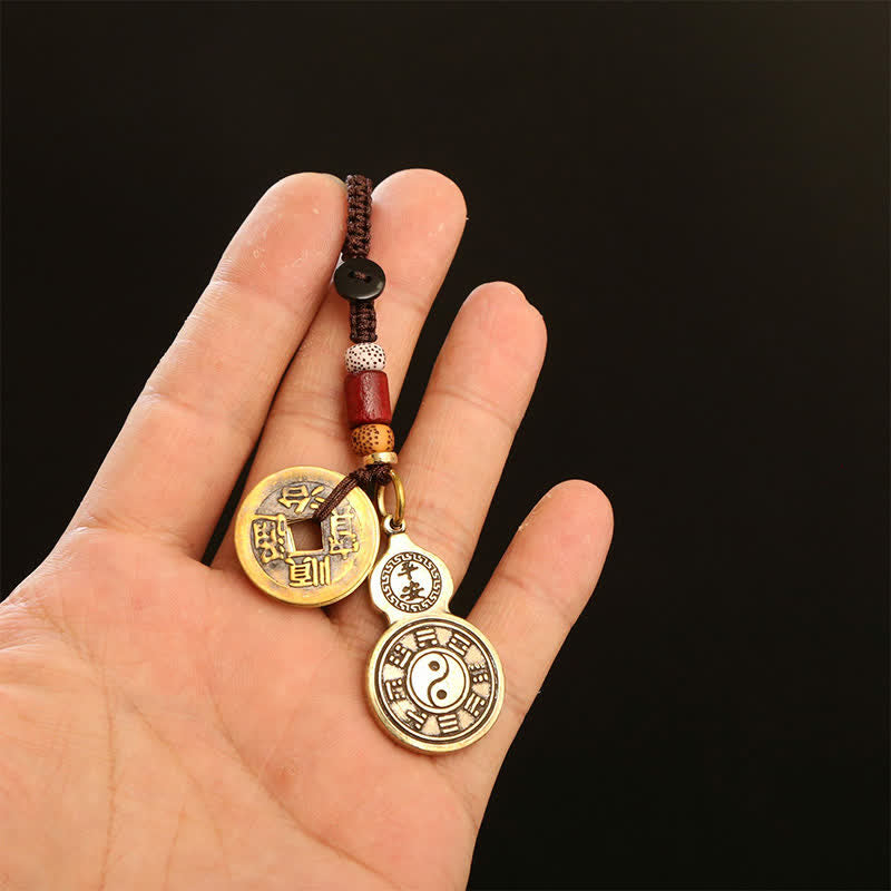 Buddha Stones Anhänger mit Bagua-Kürbis-Motiv aus Messing, Pi Xiu, Fünf-Kaiser-Münzen, Schutzamulett-Schlüsselanhänger - image 13