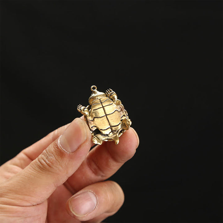 Buddha Stones Bewegliche Schlüsselanhänger mit Schildkrötenmotiv aus Messing (Symbol für Wohlstand) - image 12