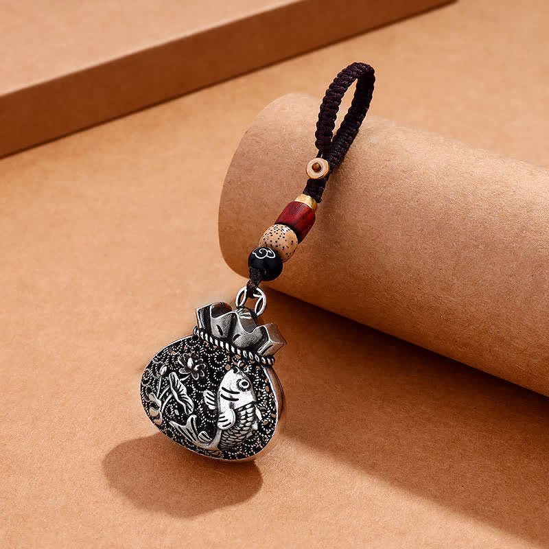 Buddha Stones Antike Kupfer-Geldbeutel-Schlüsselanhänger im Koi-Fisch-Design, hohl - Koi-Fisch-Schlüsselanhänger - image 0