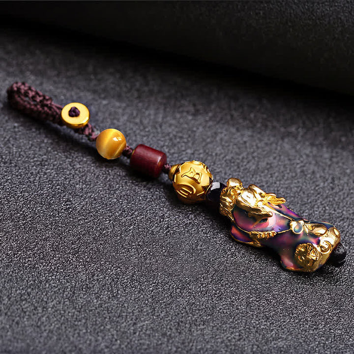 Buddha Stones Auto-Schlüsselanhänger aus geflochtenem Seil mit Farbwechselmotiv „Pi Xiu – Reichtum und Energie“ aus Messing - image 9