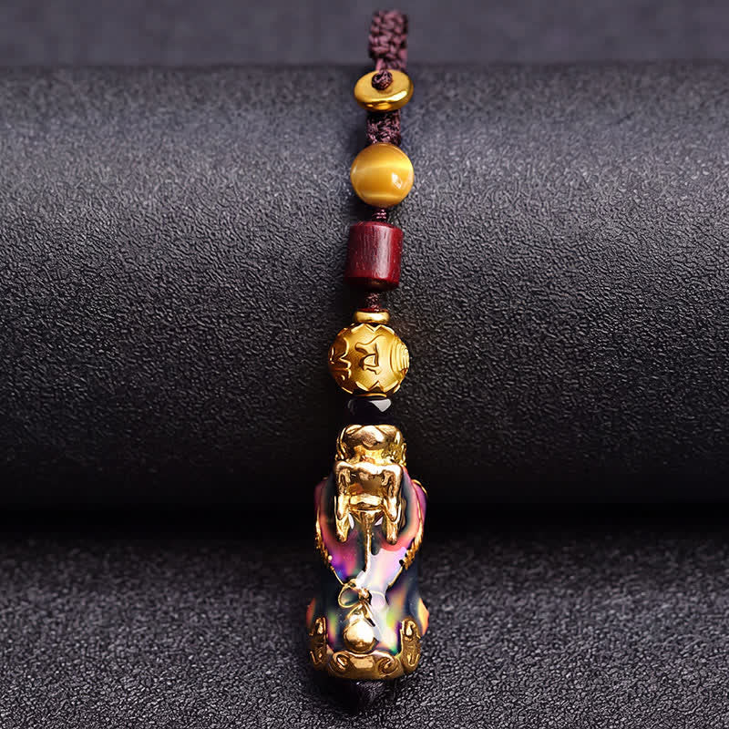 Buddha Stones Auto-Schlüsselanhänger aus geflochtenem Seil mit Farbwechselmotiv „Pi Xiu – Reichtum und Energie“ aus Messing - image 3