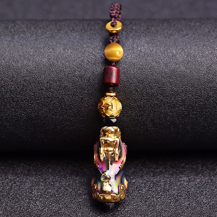 Buddha Stones Auto-Schlüsselanhänger aus geflochtenem Seil mit Farbwechselmotiv „Pi Xiu – Reichtum und Energie“ aus Messing - image 3