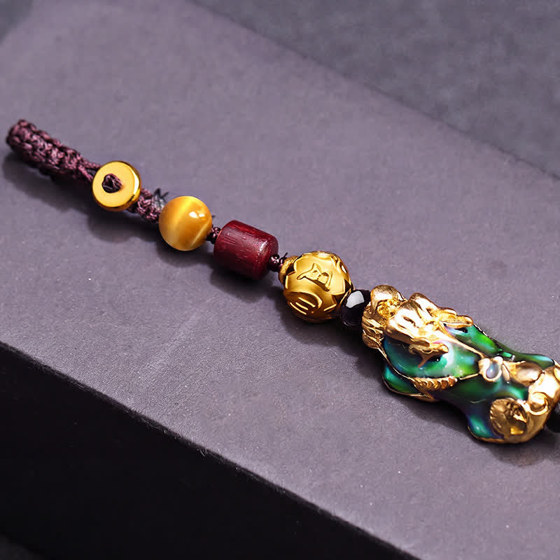 Buddha Stones Auto-Schlüsselanhänger aus geflochtenem Seil mit Farbwechselmotiv „Pi Xiu – Reichtum und Energie“ aus Messing - image 8
