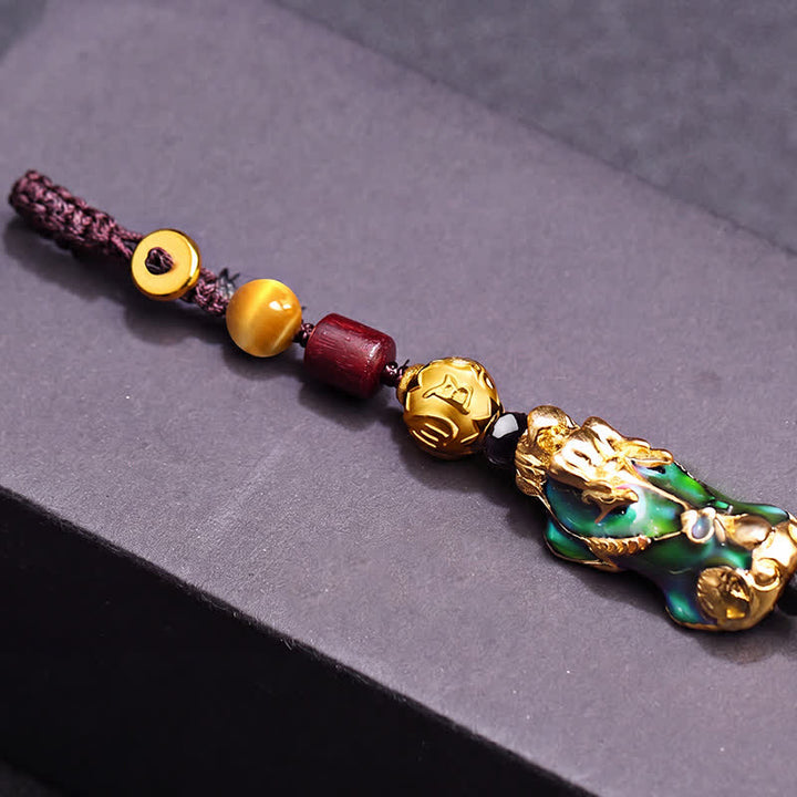 Buddha Stones Auto-Schlüsselanhänger aus geflochtenem Seil mit Farbwechselmotiv „Pi Xiu – Reichtum und Energie“ aus Messing - image 8
