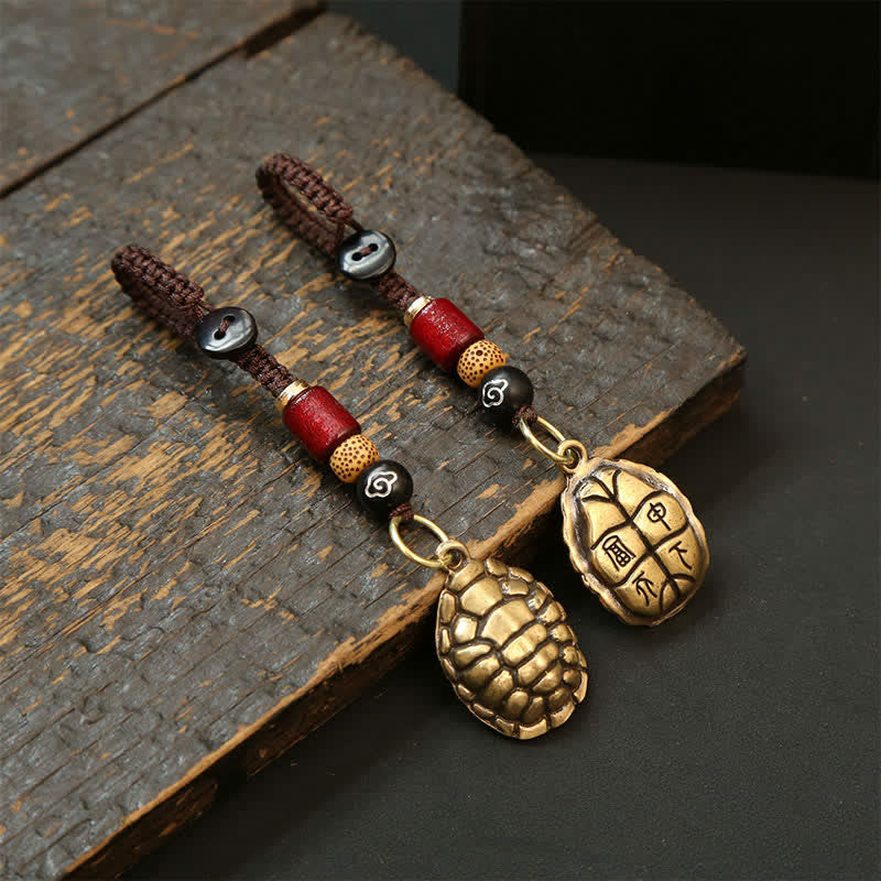 Buddha Stones Schlüsselanhänger mit Messingschildkröte und Pi-Xiu-Münzen (Fünf Kaiser) - image 12