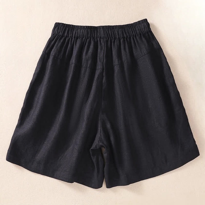 Lässige Damen-Shorts mit Buddha Stones, floralem Stickereimuster, Kordelzug und Taschen - image 4