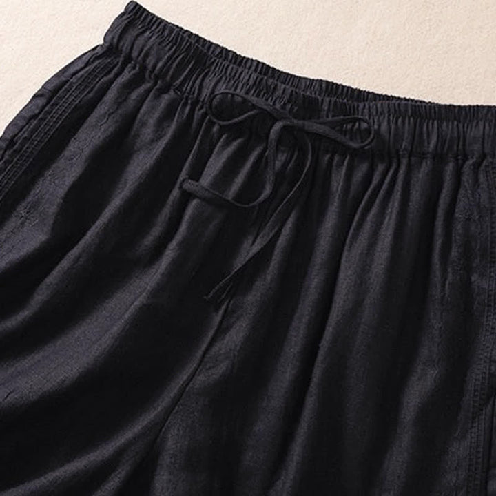 Lässige Damen-Shorts mit Buddha Stones, floralem Stickereimuster, Kordelzug und Taschen - image 5