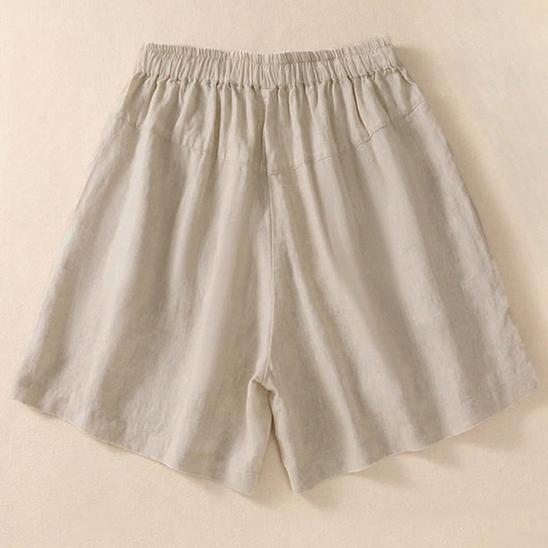 Lässige Damen-Shorts mit Buddha Stones, floralem Stickereimuster, Kordelzug und Taschen - image 10