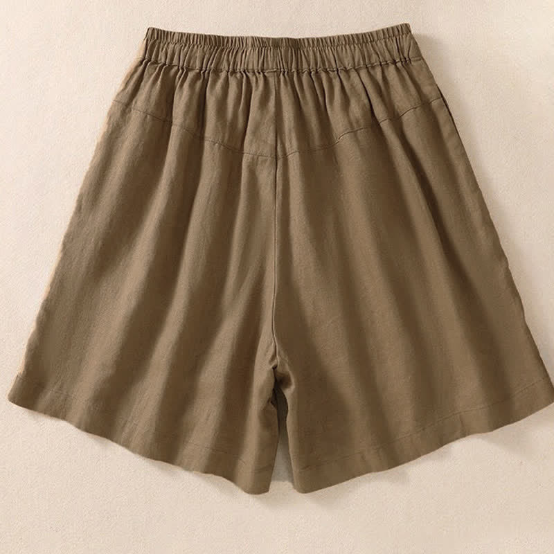 Lässige Damen-Shorts mit Buddha Stones, floralem Stickereimuster, Kordelzug und Taschen - image 7