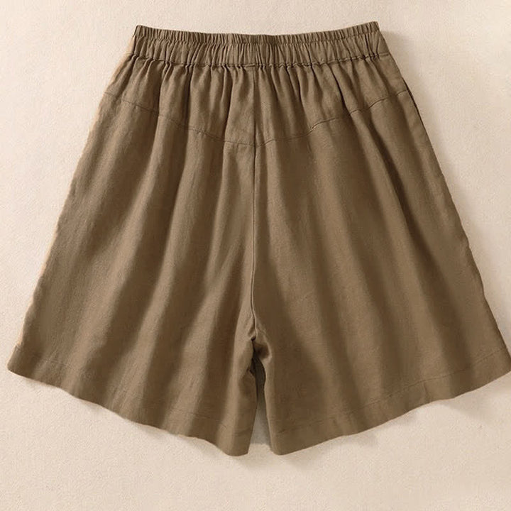 Lässige Damen-Shorts mit Buddha Stones, floralem Stickereimuster, Kordelzug und Taschen - image 7