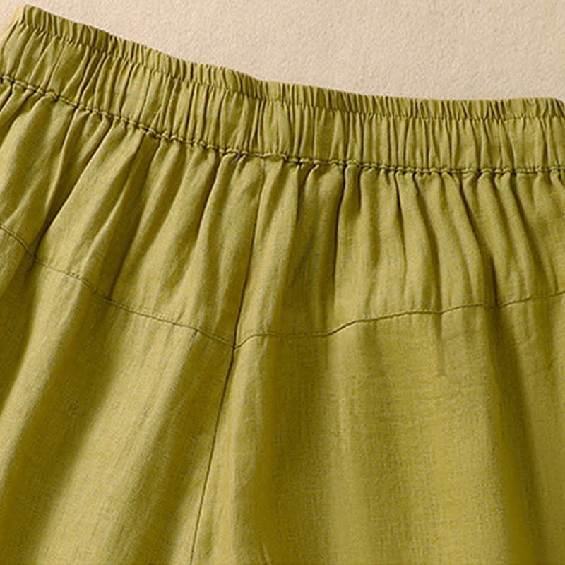 Lässige Damen-Shorts mit Buddha Stones, floralem Stickereimuster, Kordelzug und Taschen - image 18