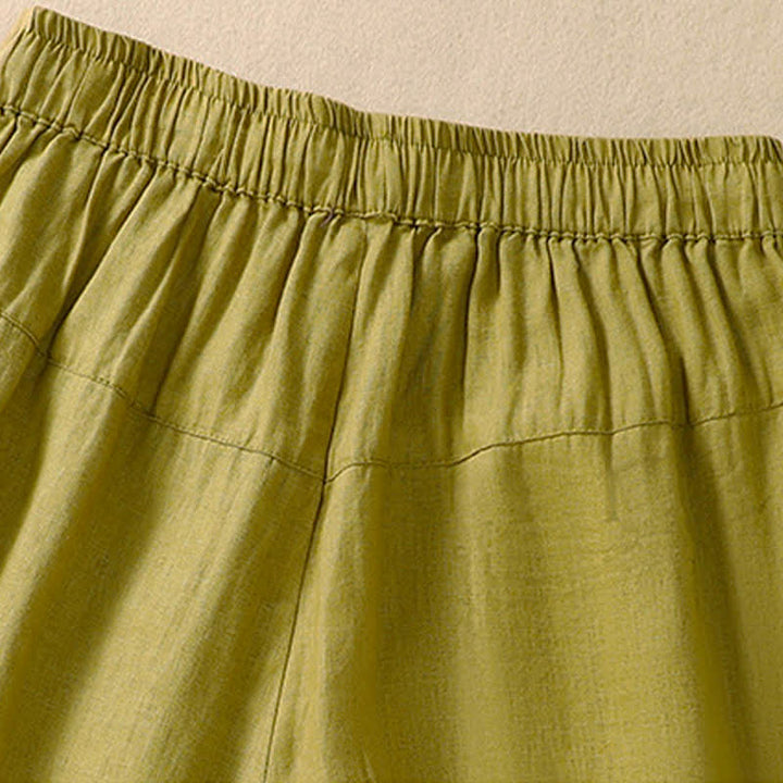 Lässige Damen-Shorts mit Buddha Stones, floralem Stickereimuster, Kordelzug und Taschen - image 18