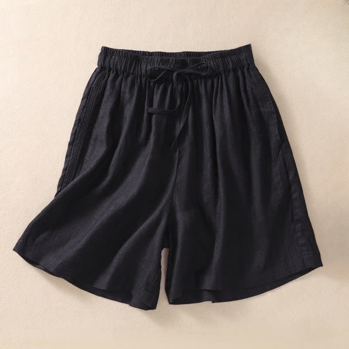 Lässige Damen-Shorts mit Buddha Stones, floralem Stickereimuster, Kordelzug und Taschen - Schwarz - US 8-10, UK/AU 12-14, EU 40-42 (2XL) - image 3