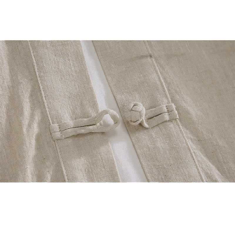 Buddha Stones Vintage Plain Tang Suit Chinesisches Herrenhemd mit Froschknöpfen und Taschen - image 4