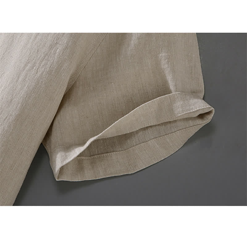 Buddha Stones Vintage Plain Tang Suit Chinesisches Herrenhemd mit Froschknöpfen und Taschen - image 6