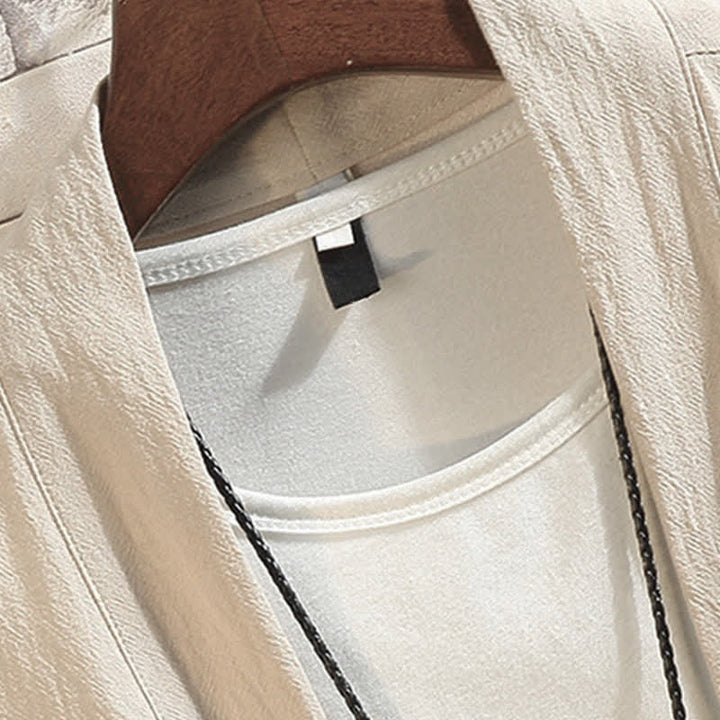 Buddha Stones Lässiger Kimono im Vintage-Stil mit Kranichstickerei für Herren, ellbogenlang, für Frühling und Sommer - image 21