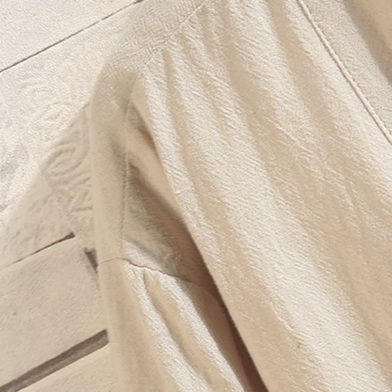 Buddha Stones Lässiger Kimono im Vintage-Stil mit Kranichstickerei für Herren, ellbogenlang, für Frühling und Sommer - image 23