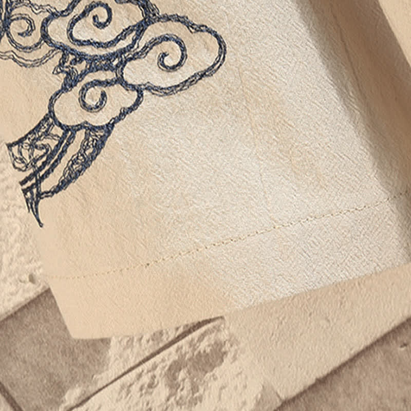 Buddha Stones Lässiger Kimono im Vintage-Stil mit Kranichstickerei für Herren, ellbogenlang, für Frühling und Sommer - image 25