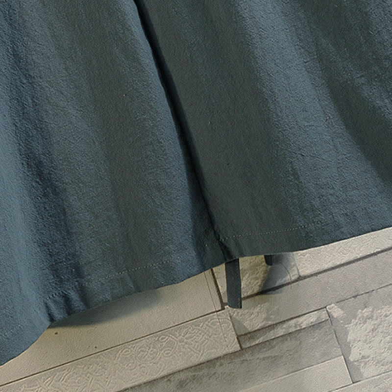 Buddha Stones Lässiger Kimono im Vintage-Stil mit Kranichstickerei für Herren, ellbogenlang, für Frühling und Sommer - image 11