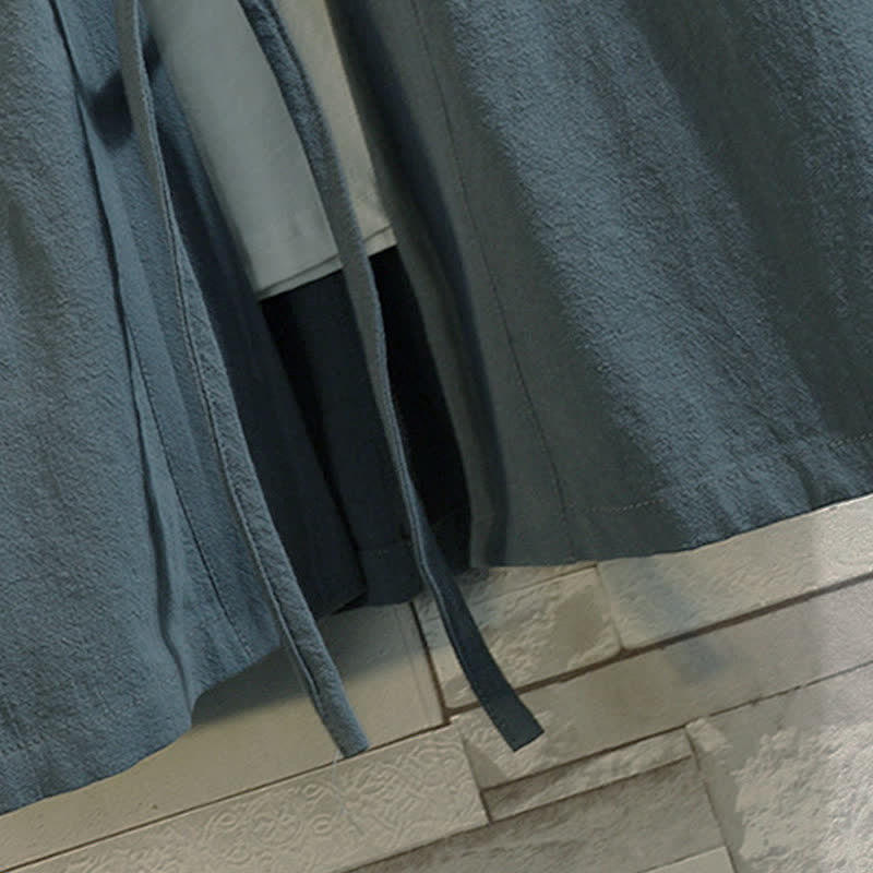 Buddha Stones Lässiger Kimono im Vintage-Stil mit Kranichstickerei für Herren, ellbogenlang, für Frühling und Sommer - image 10
