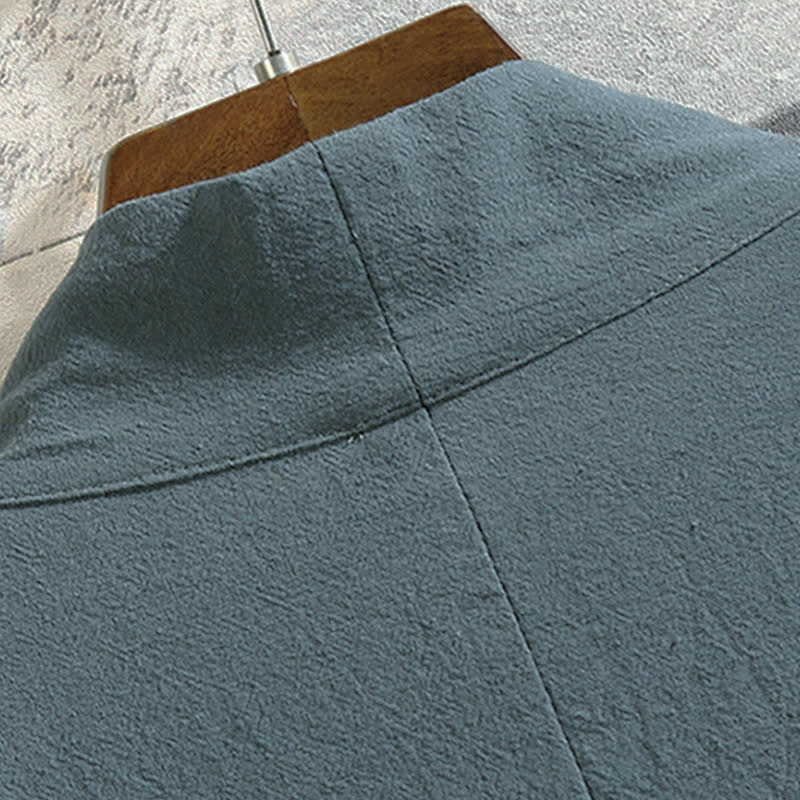 Buddha Stones Lässiger Kimono im Vintage-Stil mit Kranichstickerei für Herren, ellbogenlang, für Frühling und Sommer - image 3