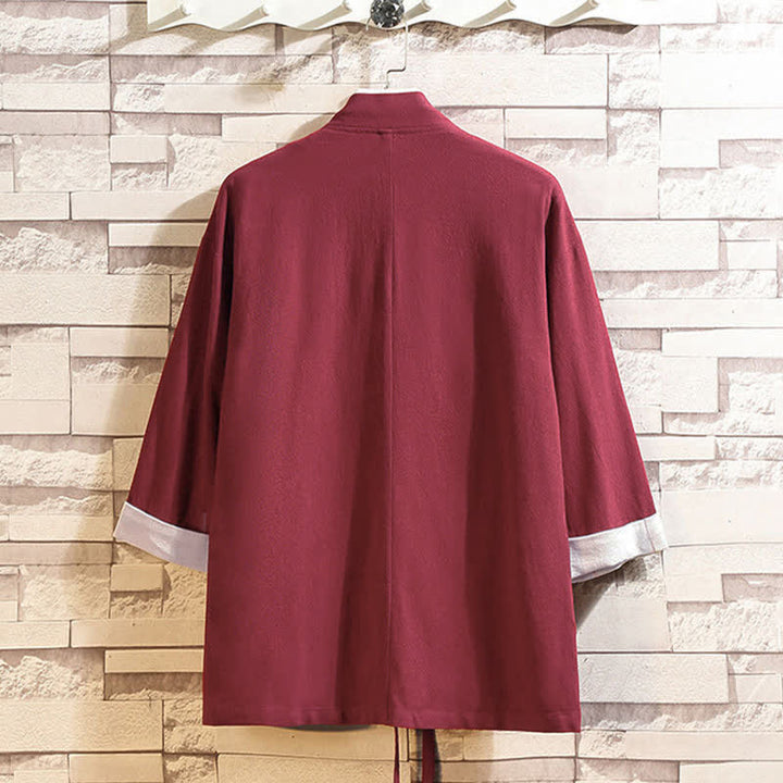 Buddha Stones Lässiger, minimalistischer Kimono für Herren mit Dreiviertelärmeln und Taschen für Frühling und Sommer - image 15