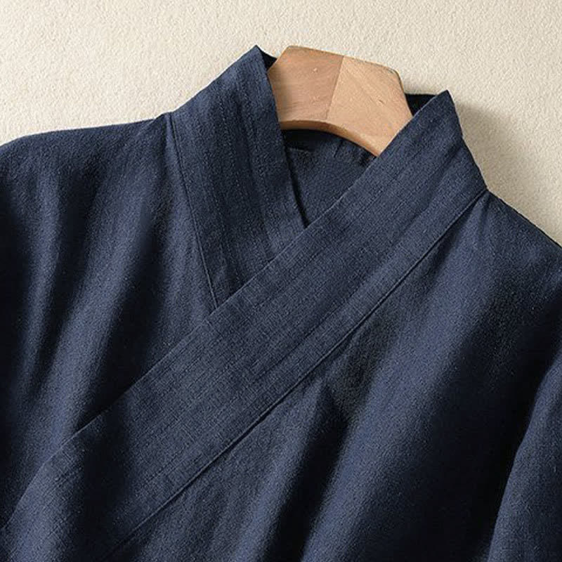 Buddha Stones Lässiges Langarmshirt im Tang-Stil für Damen, einfarbig, mit V-Ausschnitt und Kordelzug, ideal für Frühling und Sommer. - image 2