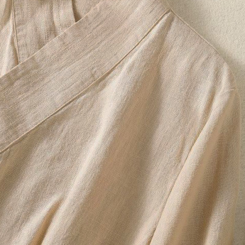 Buddha Stones Lässiges Langarmshirt im Tang-Stil für Damen, einfarbig, mit V-Ausschnitt und Kordelzug, ideal für Frühling und Sommer. - image 16