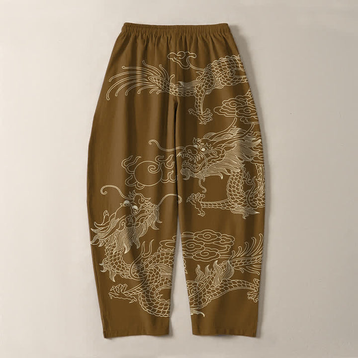 Buddha Stones Herrenhose aus reiner Baumwolle mit kaiserlichem Drachenmuster, Kordelzug, schmal zulaufendem Schnitt und Taschen - image 14