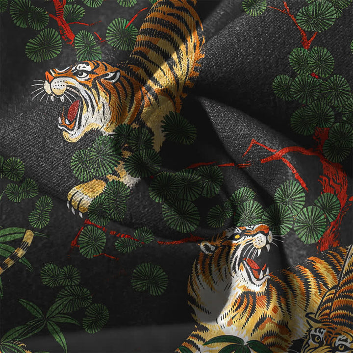 Buddha Stones Herrenhose aus reiner Baumwolle mit Tiger- und Bambusblattmuster, Kordelzug, schmal zulaufendem Schnitt und Taschen - image 6