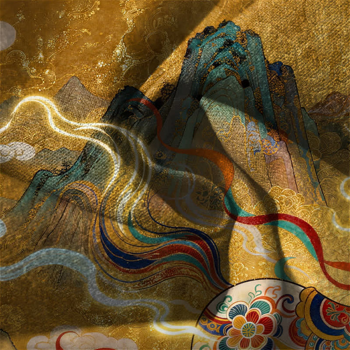 Buddha Stones Herrenhose aus reiner Baumwolle mit Kordelzug, schmal zulaufendem Bein und Taschen, Muster: Weißes Pferd im Galoppmuster - image 6