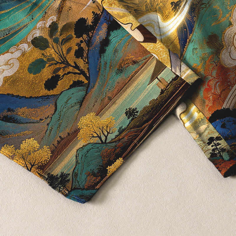Buddha Stones Herrenhose aus reiner Baumwolle mit Kordelzug, schmal zulaufendem Bein und Taschen, Muster: Weißes Pferd im Galoppmuster - image 5