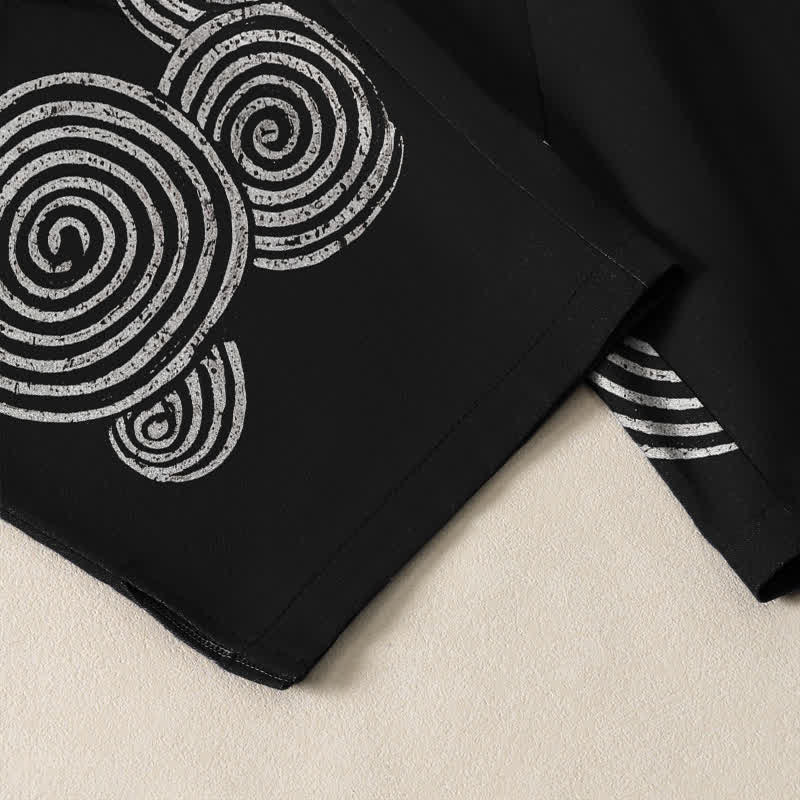 Buddha Stones Herrenhose aus reiner Baumwolle mit konzentrischem Spiralmuster, Kordelzug, schmal zulaufendem Schnitt und Taschen - image 5