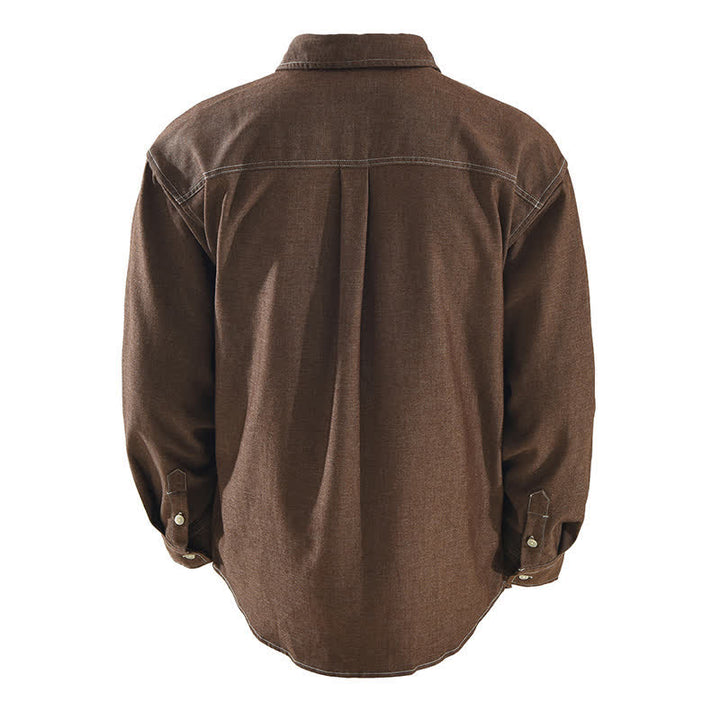 Buddha Stones Lässige Herren-Langarmhemden mit aufgesetzter Tasche für den Herbst - image 1