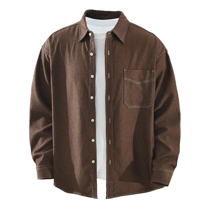 Buddha Stones Lässige Herren-Langarmhemden mit aufgesetzter Tasche für den Herbst - Sienna - US/ UK/AU42, EU52 (3XL) - image 0