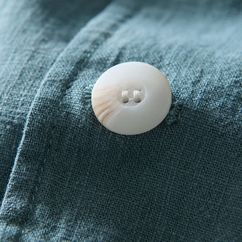 Buddha Stones Lässige, minimalistische Herrenjacke aus Ramie-Baumwolle mit Reverskragen und Taschen für Frühling und Herbst - image 19
