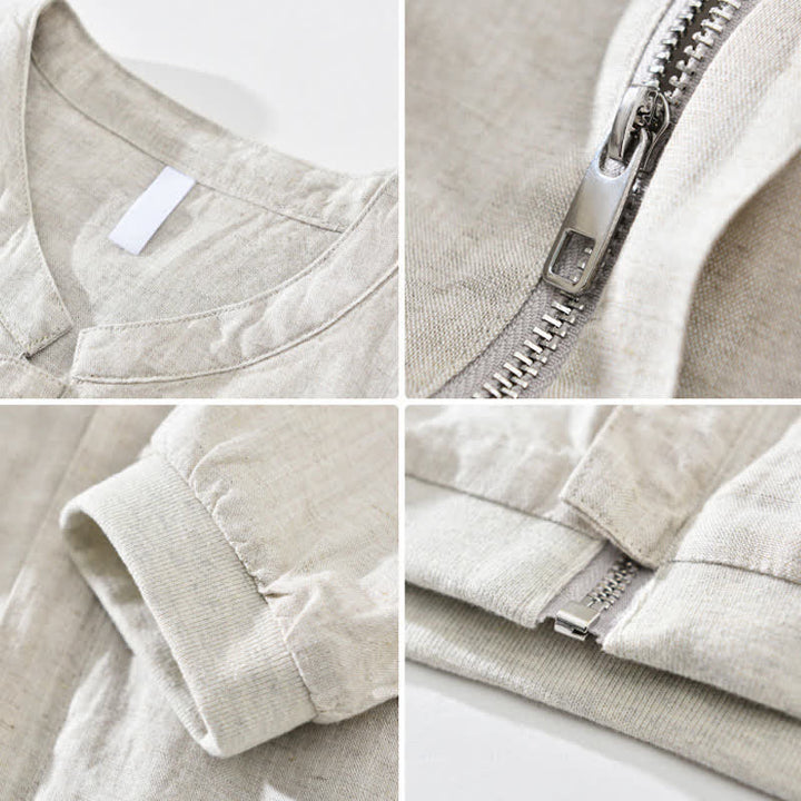 Buddha Stones Lässige, minimalistische Herrenjacke mit Stehkragen, Reißverschluss und Taschen für Frühling und Sommer - image 3