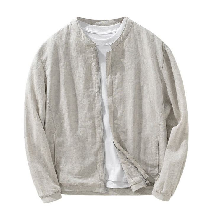 Buddha Stones Lässige, minimalistische Herrenjacke mit Stehkragen, Reißverschluss und Taschen für Frühling und Sommer - image 2