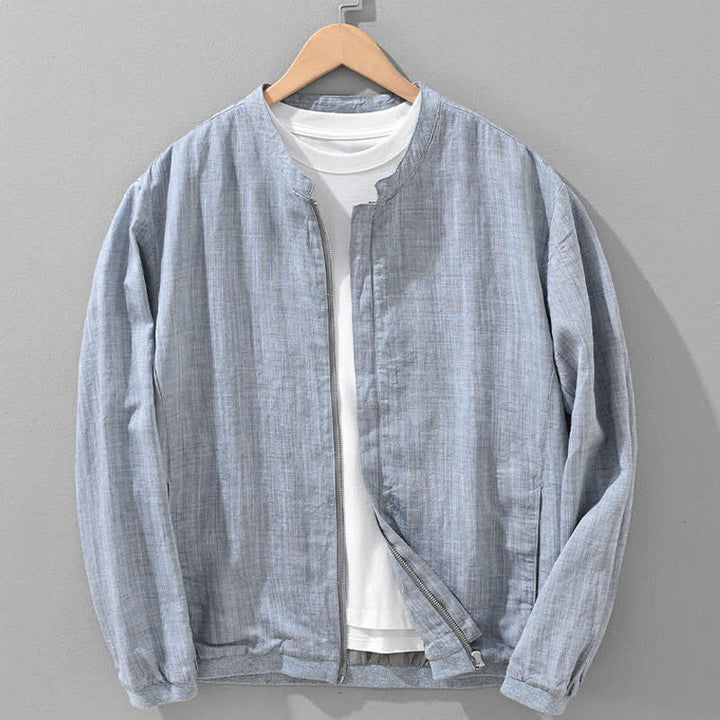 Buddha Stones Lässige, minimalistische Herrenjacke mit Stehkragen, Reißverschluss und Taschen für Frühling und Sommer - Hellstahlblau - US/ UK/AU42, EU52 (3XL) - image 17