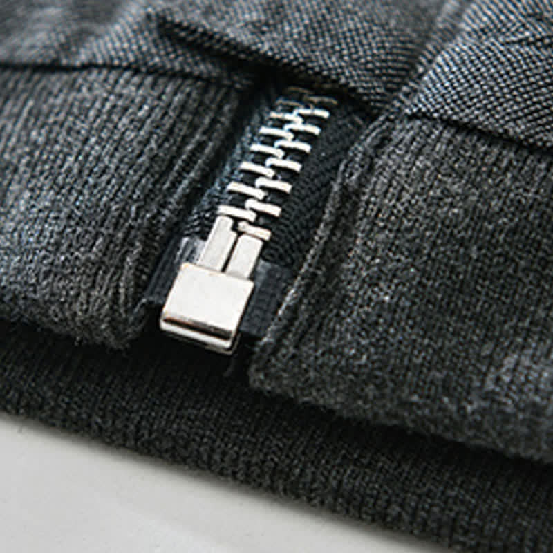 Buddha Stones Lässige, minimalistische Herrenjacke mit Stehkragen, Reißverschluss und Taschen für Frühling und Sommer - image 15