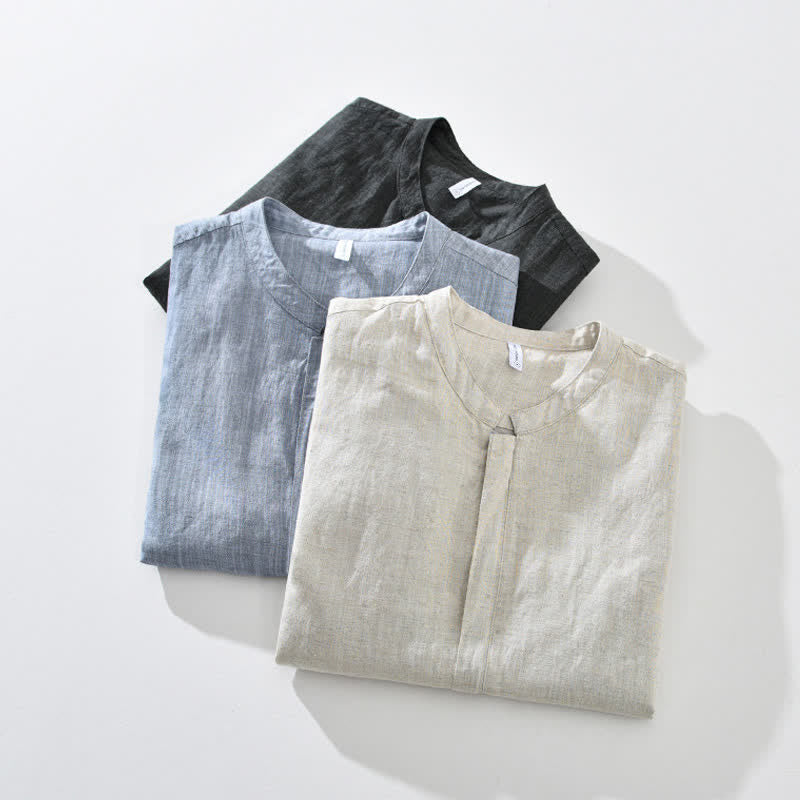 Buddha Stones Lässige, minimalistische Herrenjacke mit Stehkragen, Reißverschluss und Taschen für Frühling und Sommer - image 19